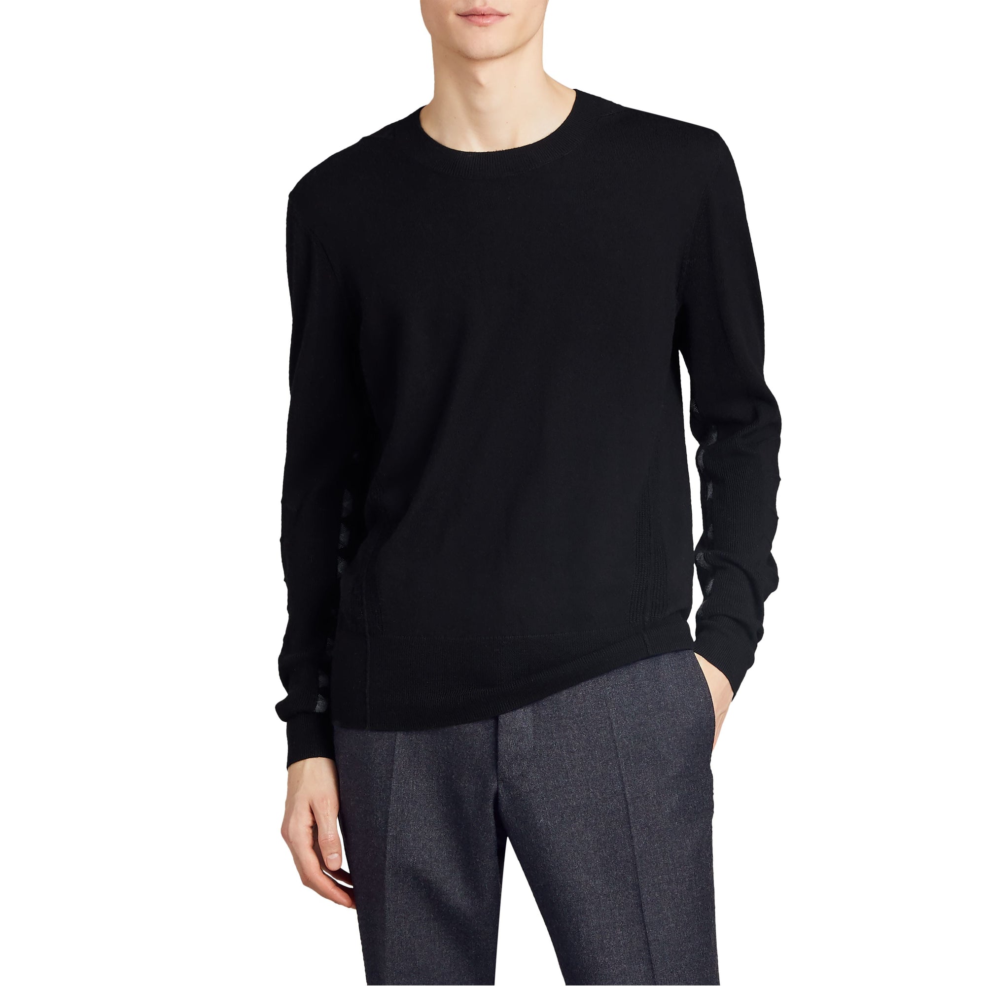 Pull en laine mérinos à motif check - Black