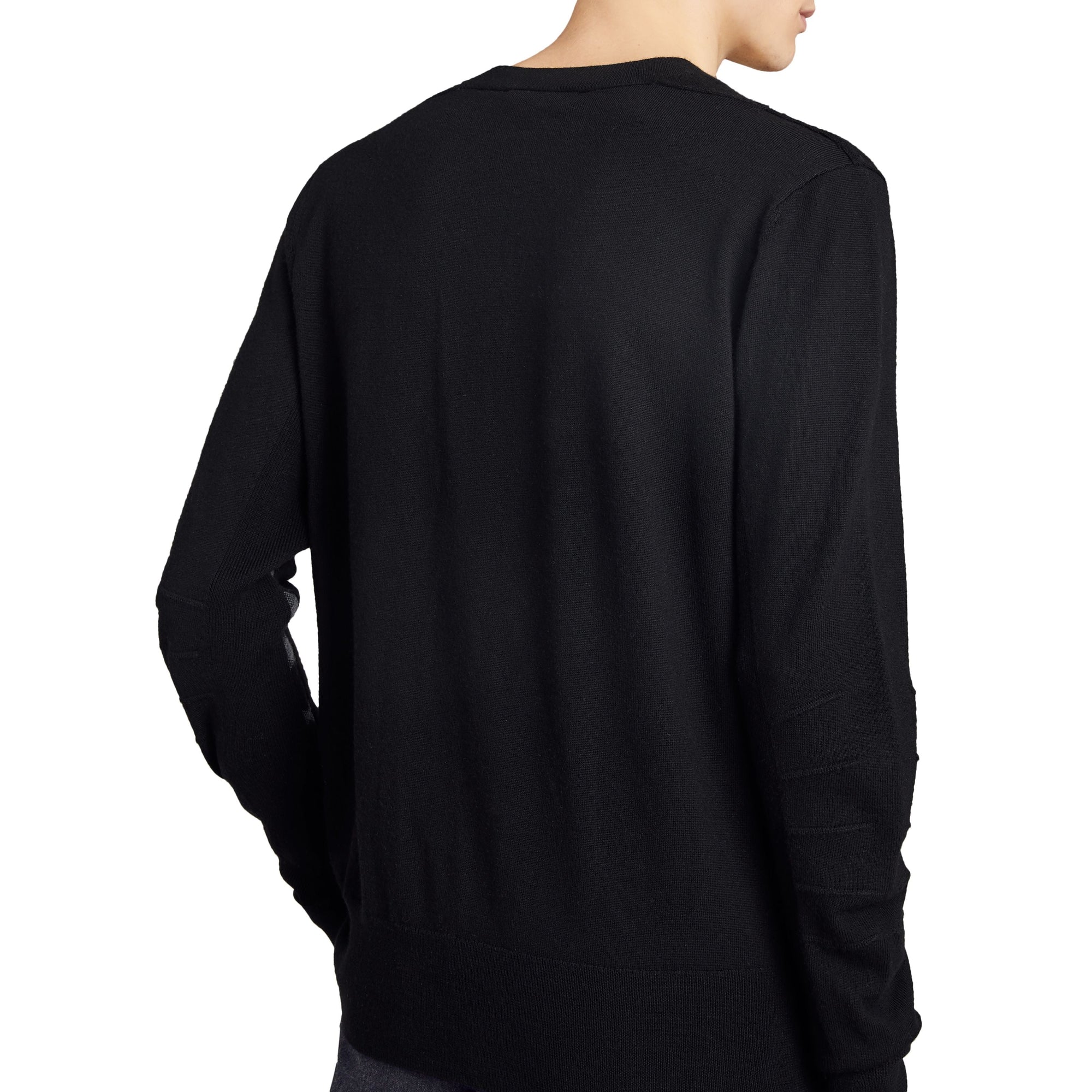 Pull en laine mérinos à motif check - Black