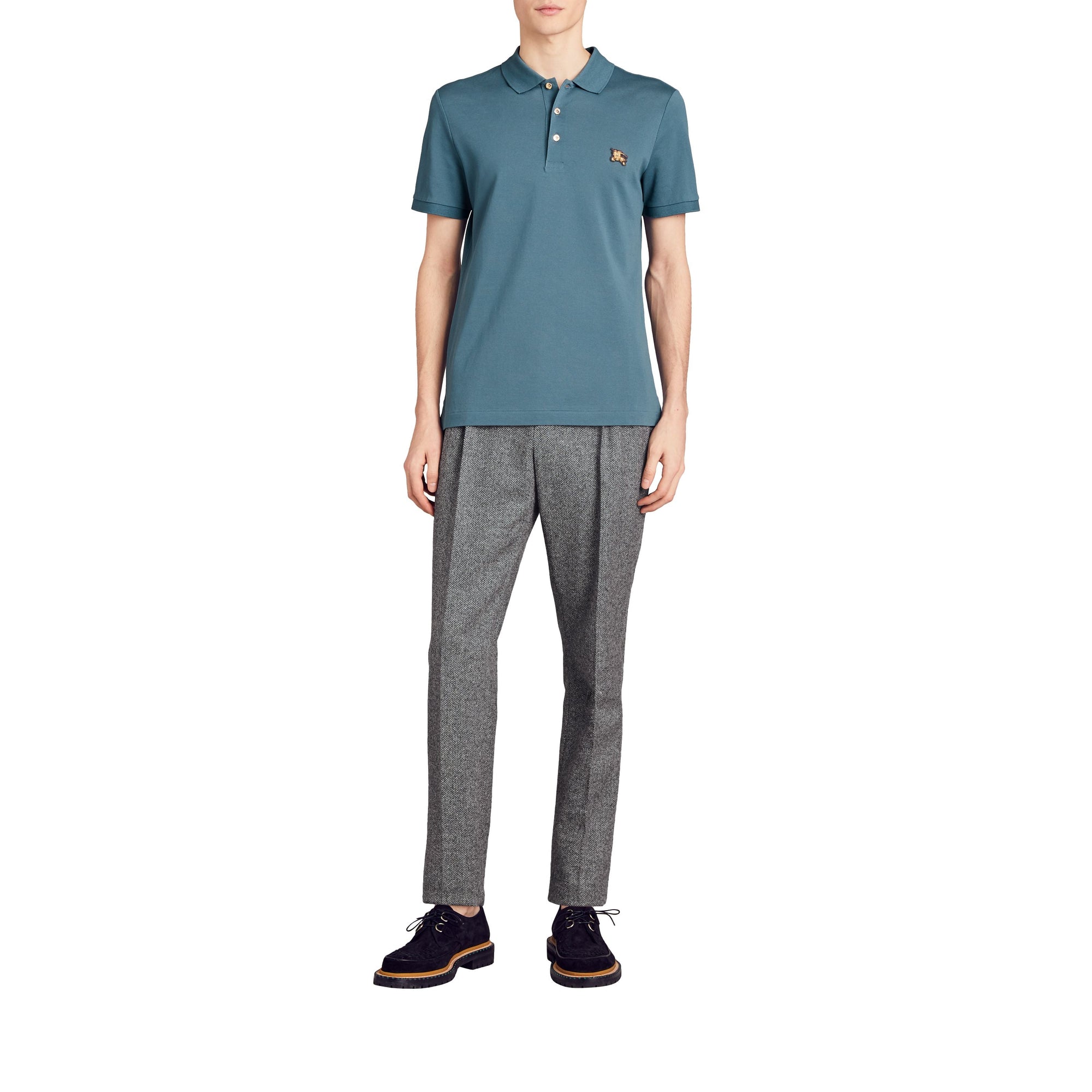 Polo à manches courtes et broderie cavalier - Pewter Blue