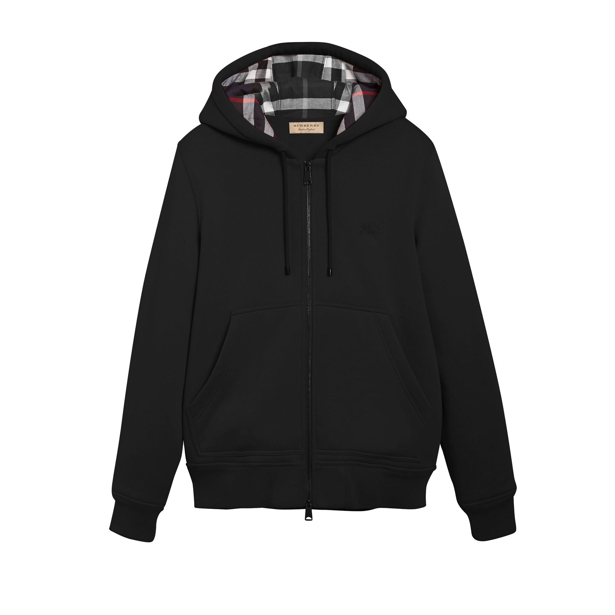 Sweat à capuche à détails check - Black