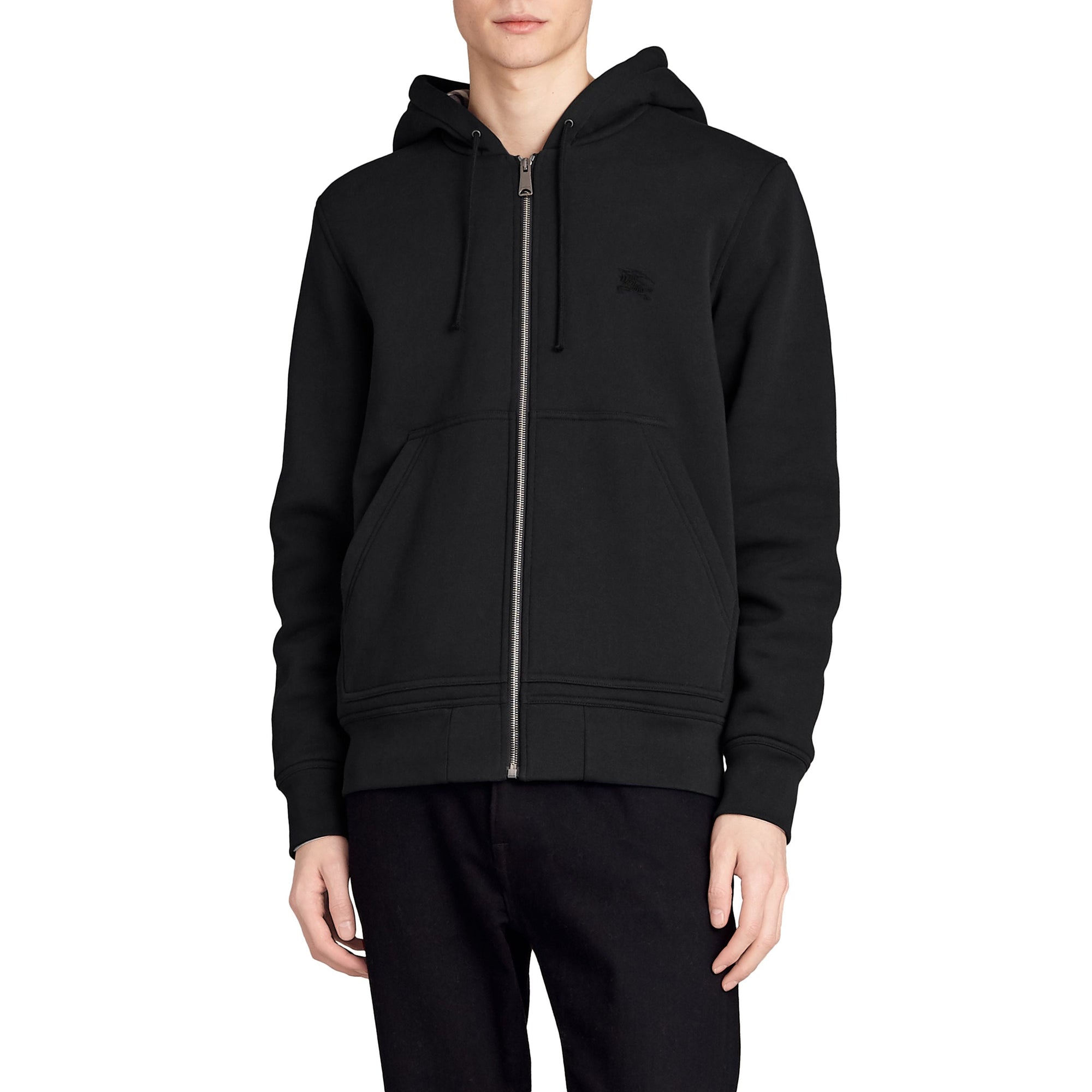 Sweat à capuche à détails check - Black