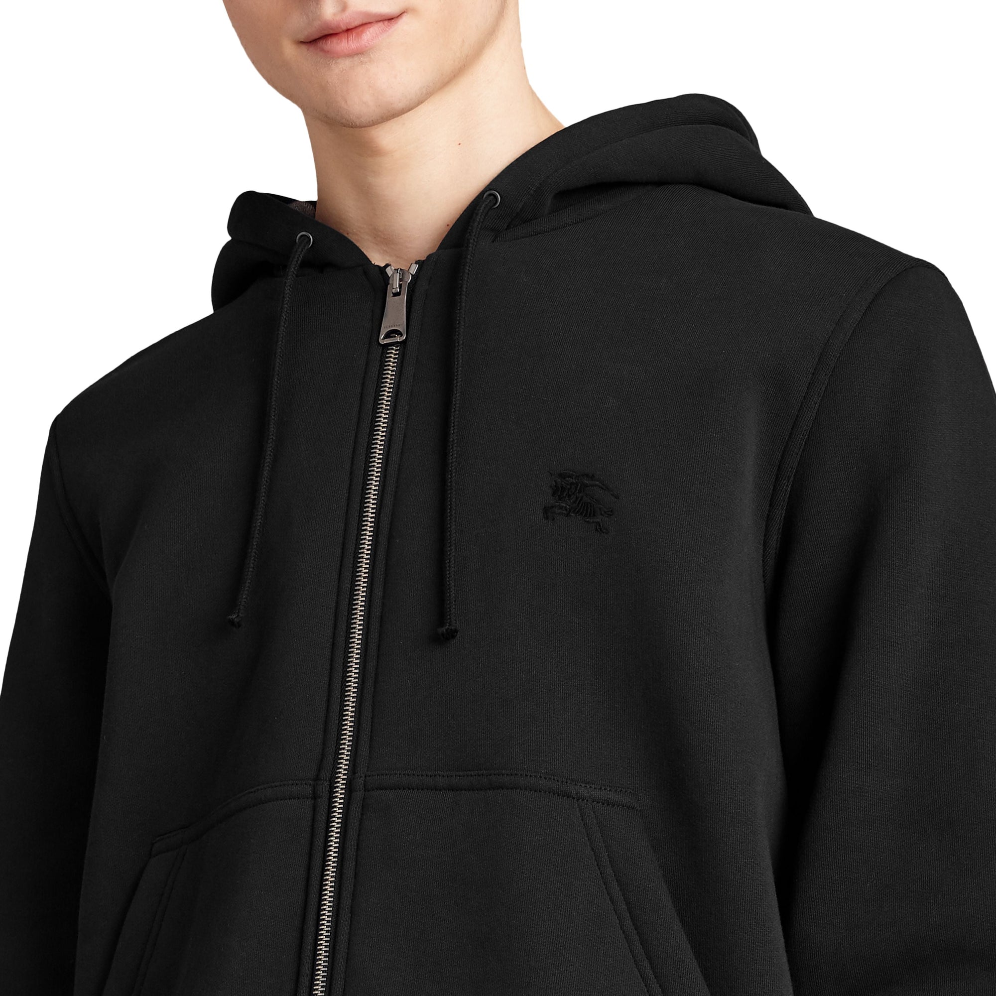 Sweat à capuche à détails check - Black