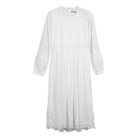 Robe en voile de coton et soie brodé - White
