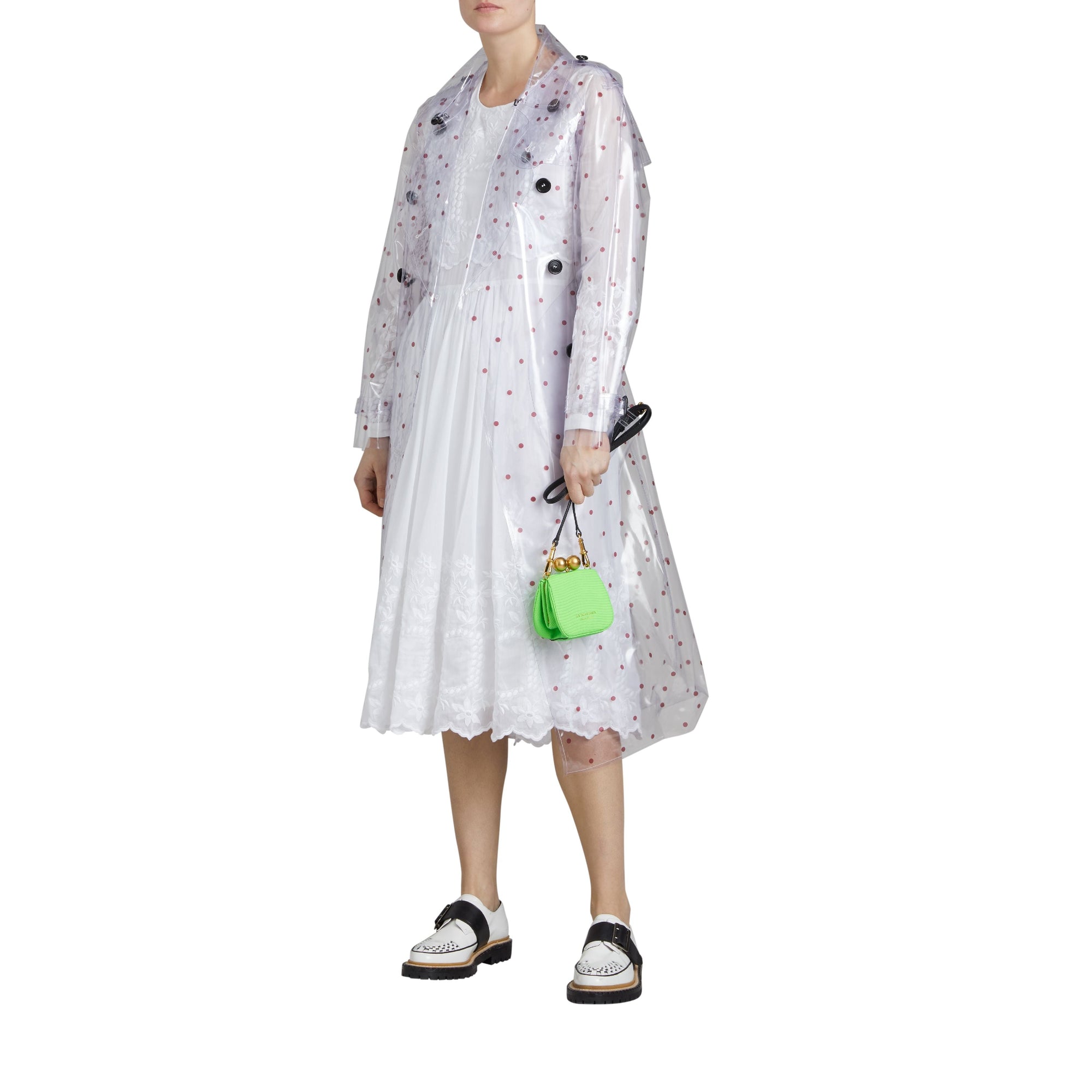 Robe en voile de coton et soie brodé - White