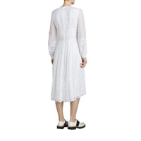 Robe en voile de coton et soie brodé - White