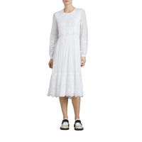 Robe en voile de coton et soie brodé - White