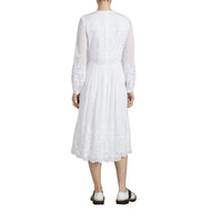 Robe en voile de coton et soie brodé - White