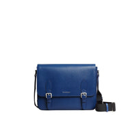 Sac Messenger moyen en cuir à motif London - Deep Blue
