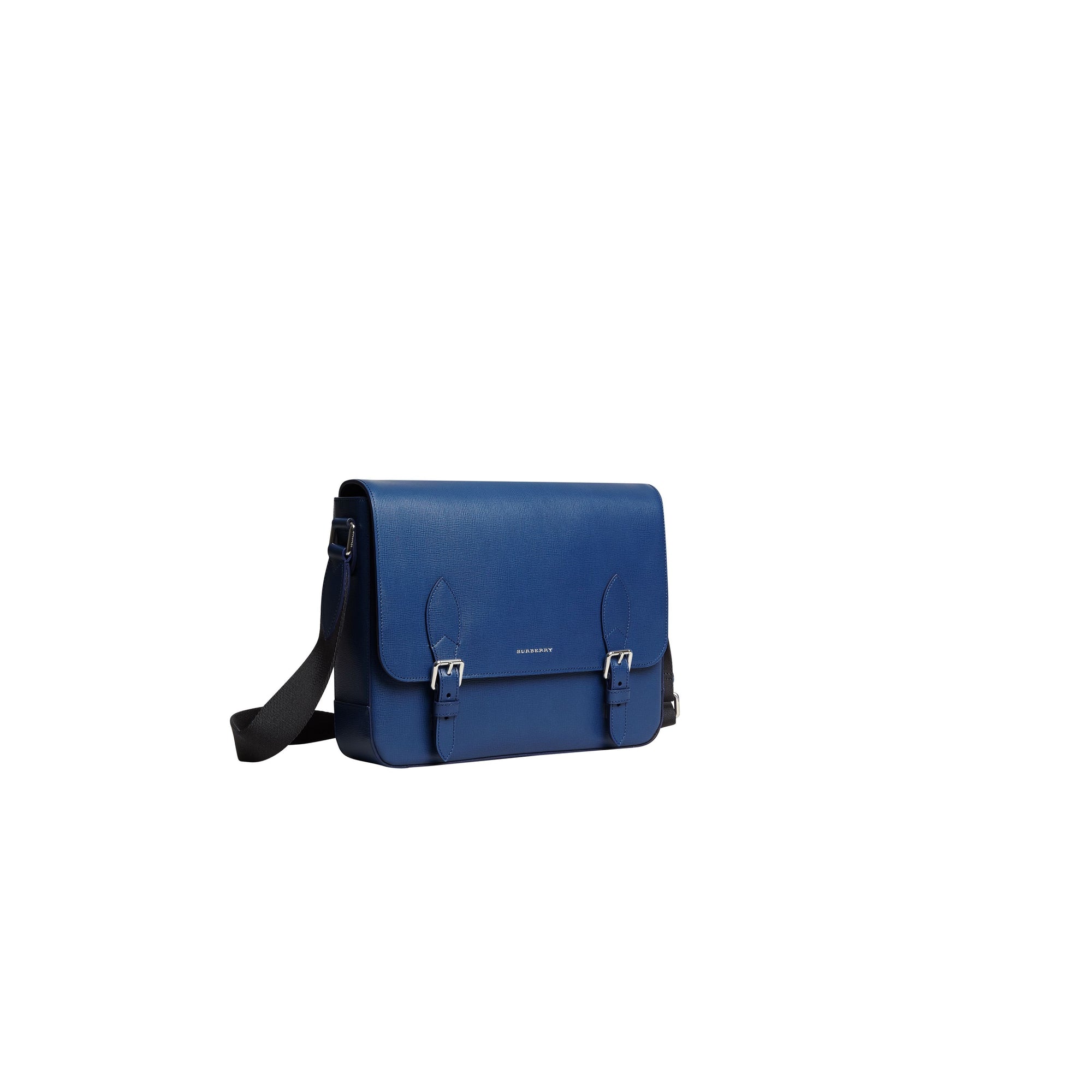 Sac Messenger moyen en cuir à motif London - Deep Blue