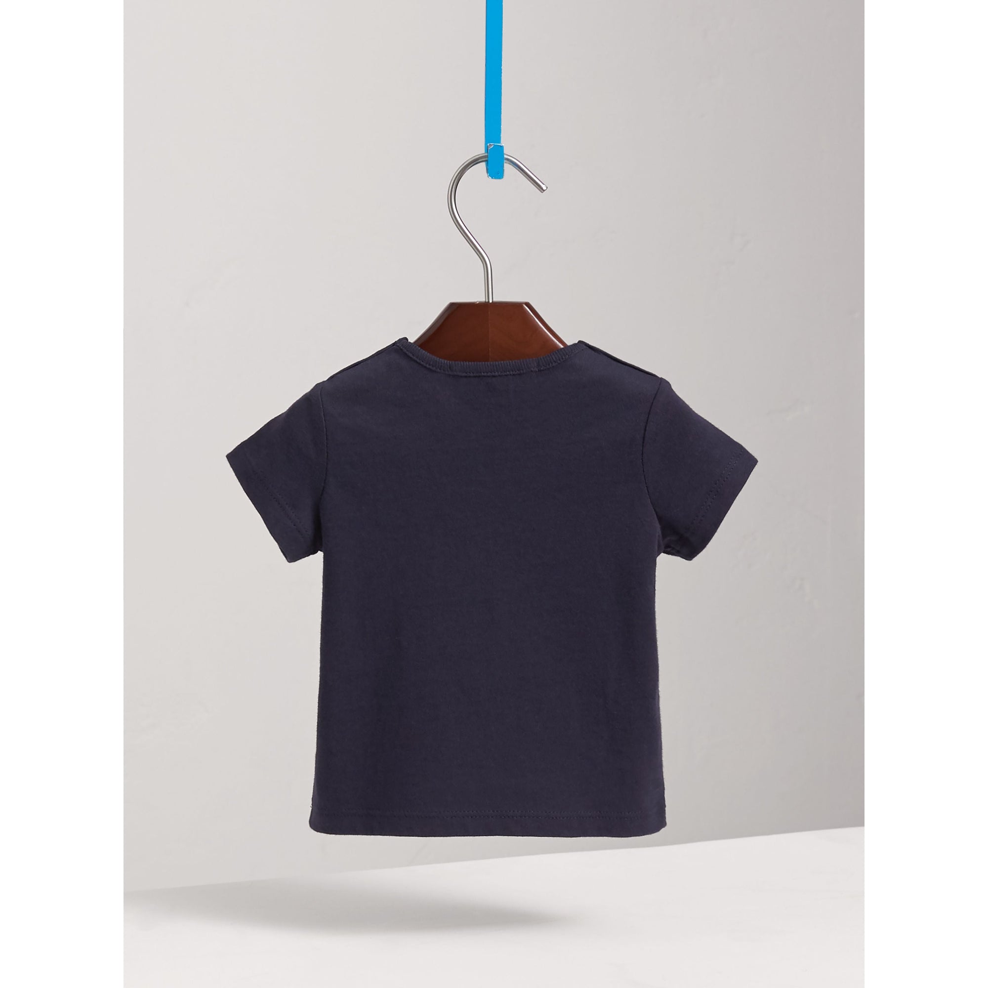 T-shirt en coton avec poche à motif Check - True Navy