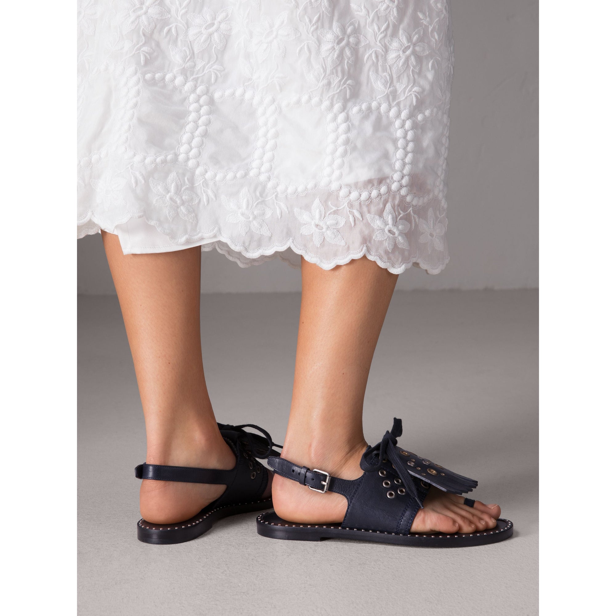Sandales en cuir à franges - Navy