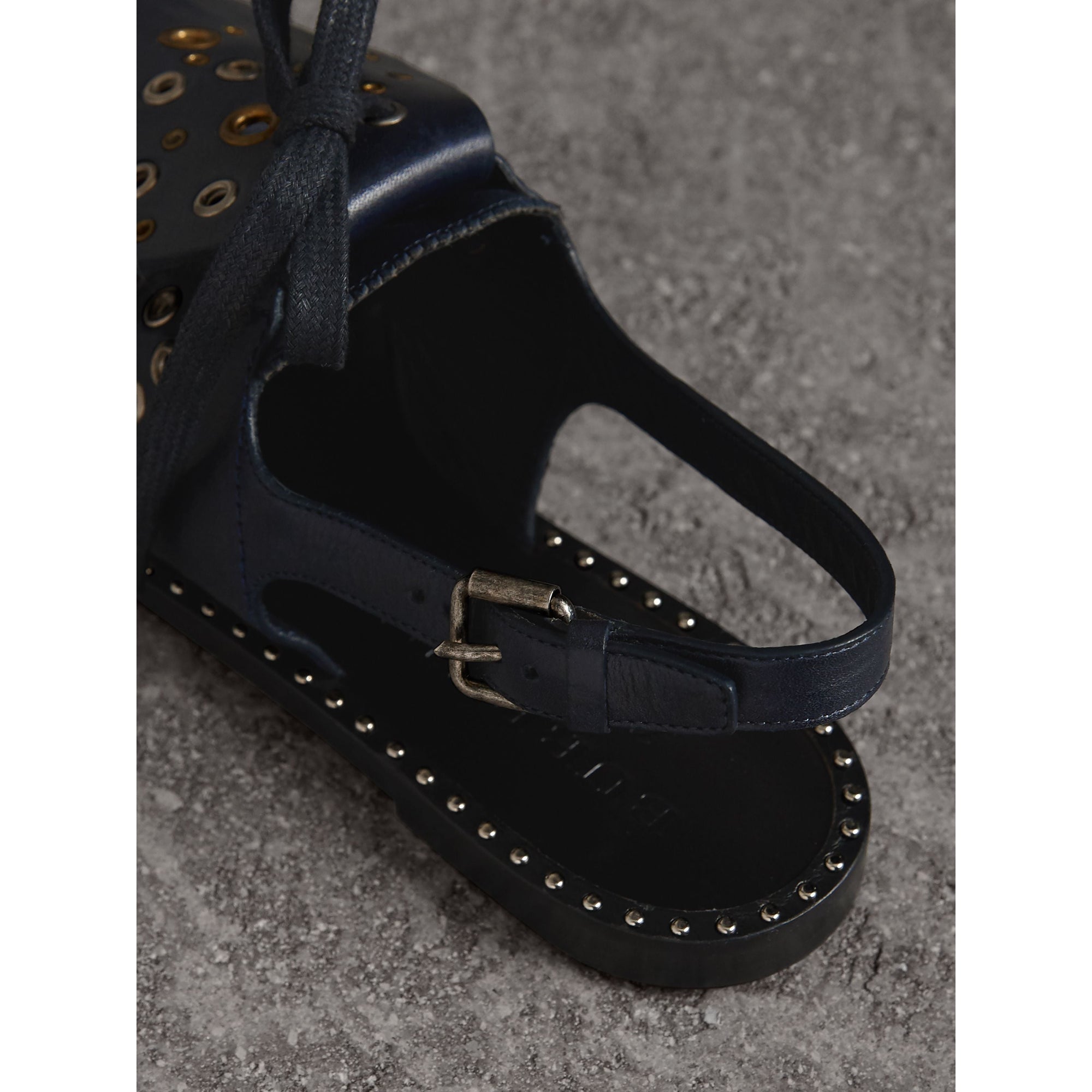 Sandales en cuir à franges - Navy