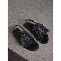 Sandales en cuir à franges - Navy