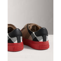 Sneakers en coton à motif House check et cuir - Classic & Parade Red