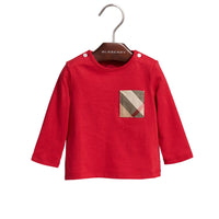 Haut en coton à manches longues avec poche à motif Check - Military Red