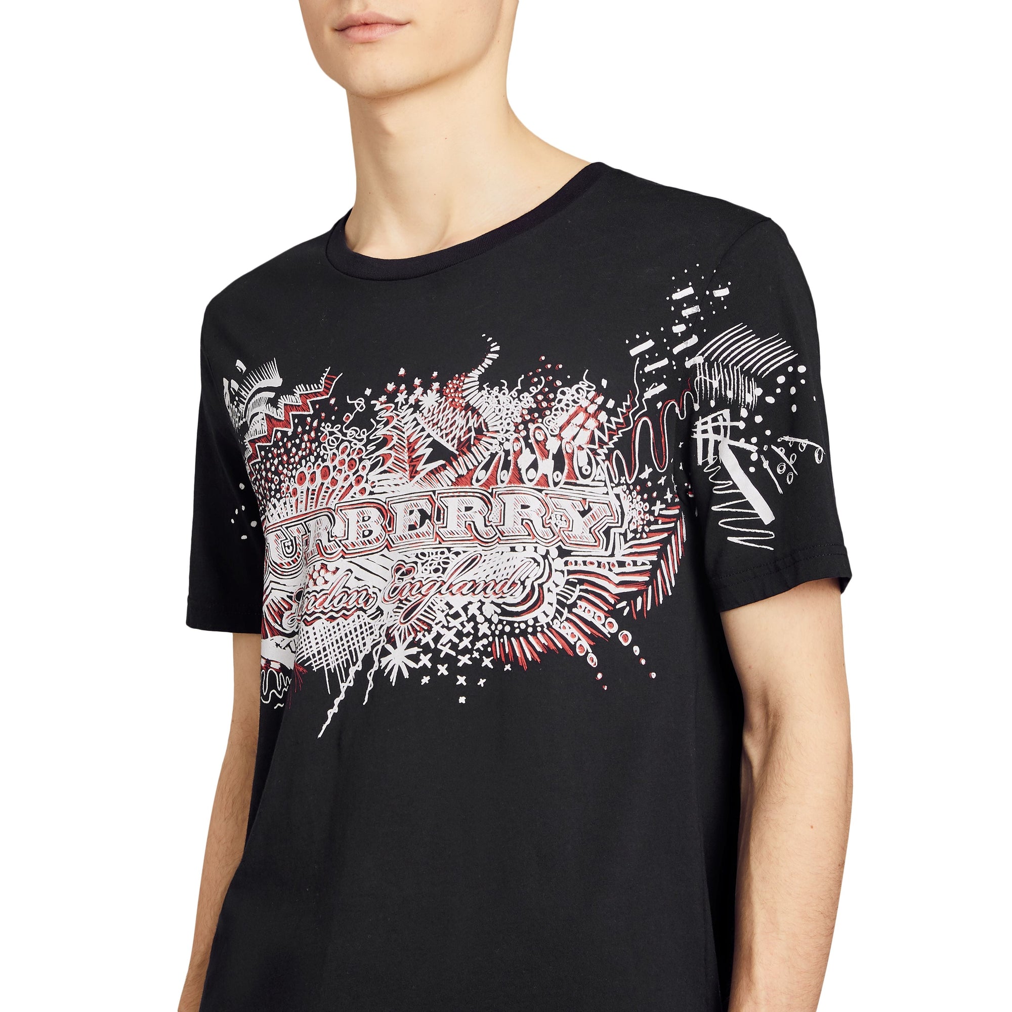 T-shirt en coton à imprimé Doodle - Black