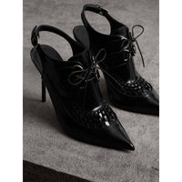 Escarpins en cuir à talon ouvert - Black