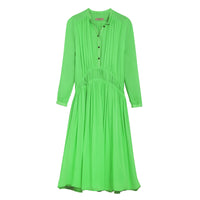 Robe en georgette de soie froncée - Neon Green