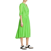 Robe en georgette de soie froncée - Neon Green