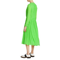 Robe en georgette de soie froncée - Neon Green