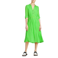 Robe en georgette de soie froncée - Neon Green