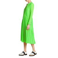 Robe en georgette de soie froncée - Neon Green