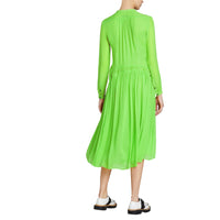 Robe en georgette de soie froncée - Neon Green