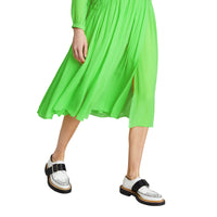 Robe en georgette de soie froncée - Neon Green
