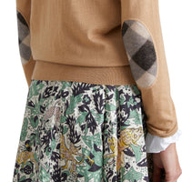 Pull en laine mérinos à motif check - Camel