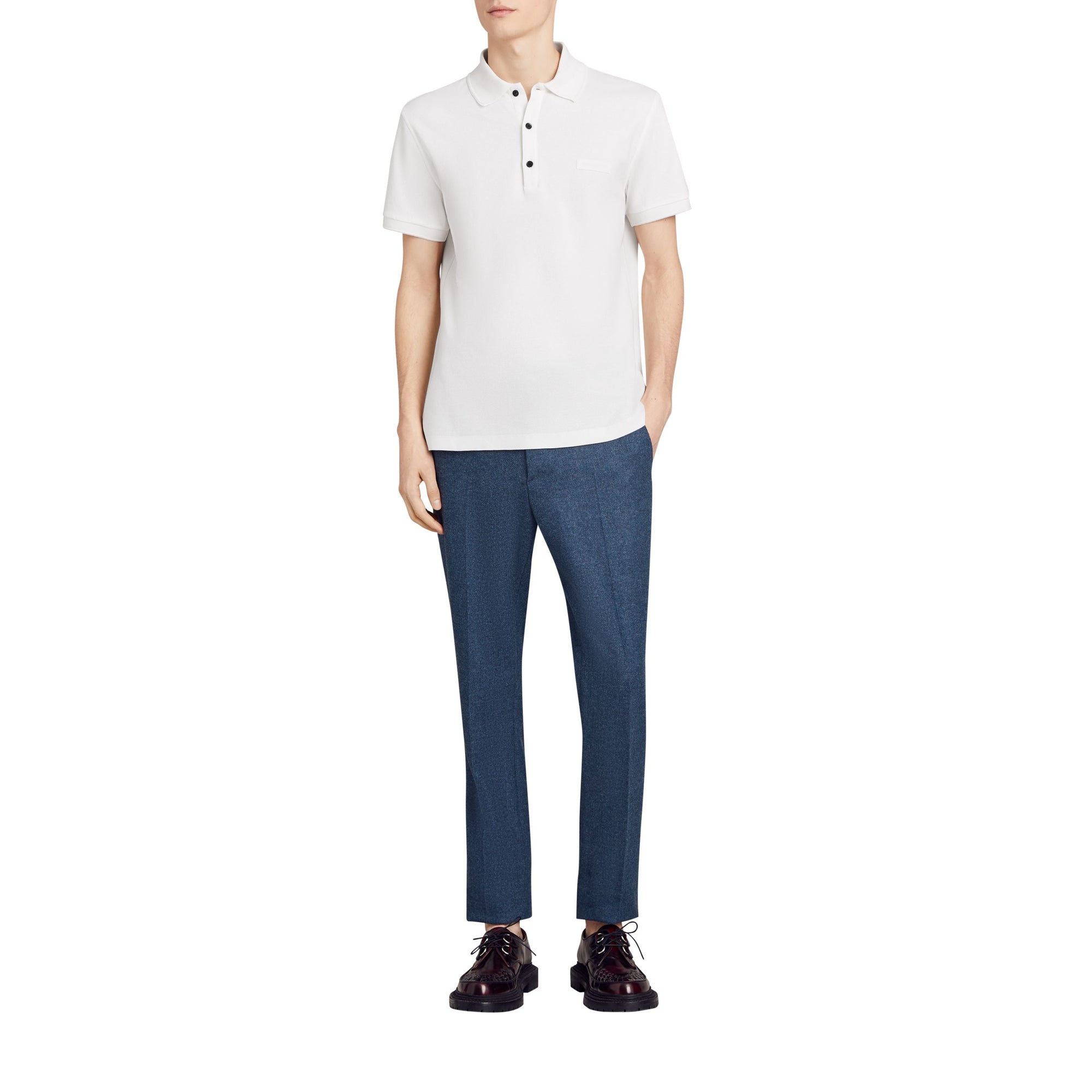 Polo en piqué de coton - White