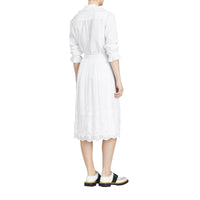 Chemise en coton à volants et nervures - White