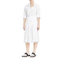 Chemise en coton à volants et nervures - White