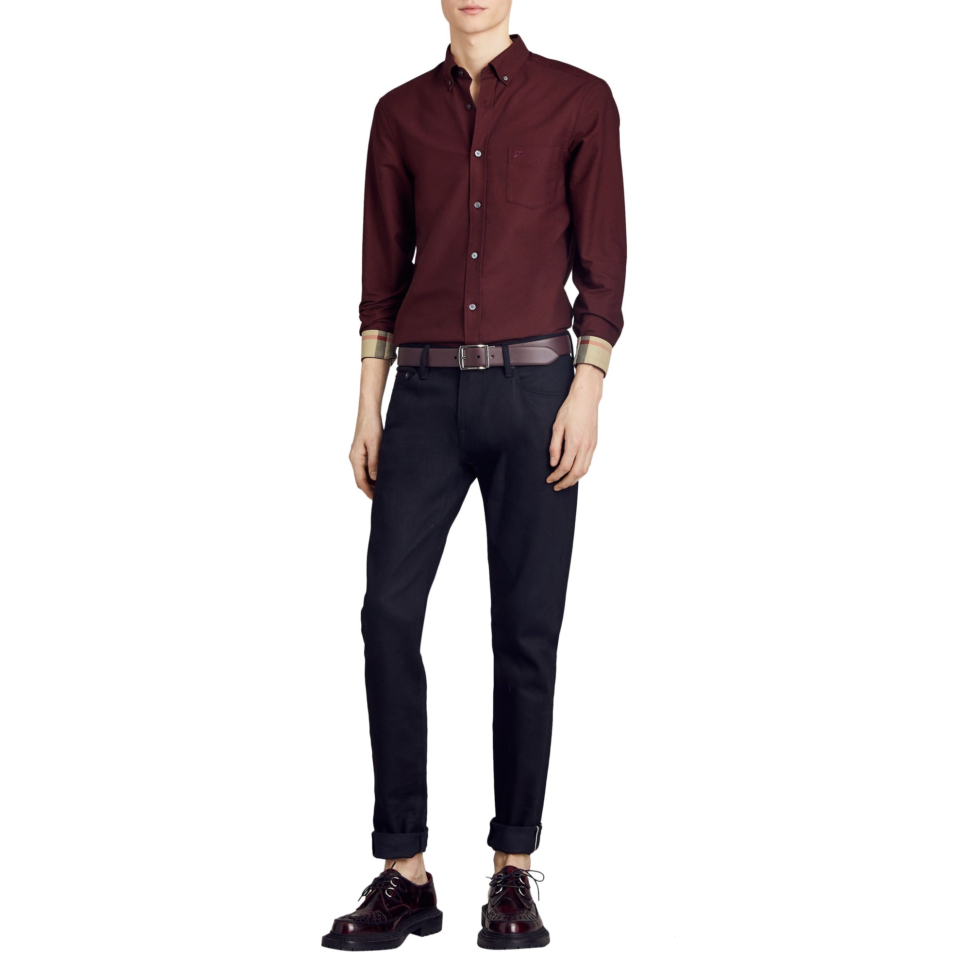 Chemise Oxford à motif check - Oxblood