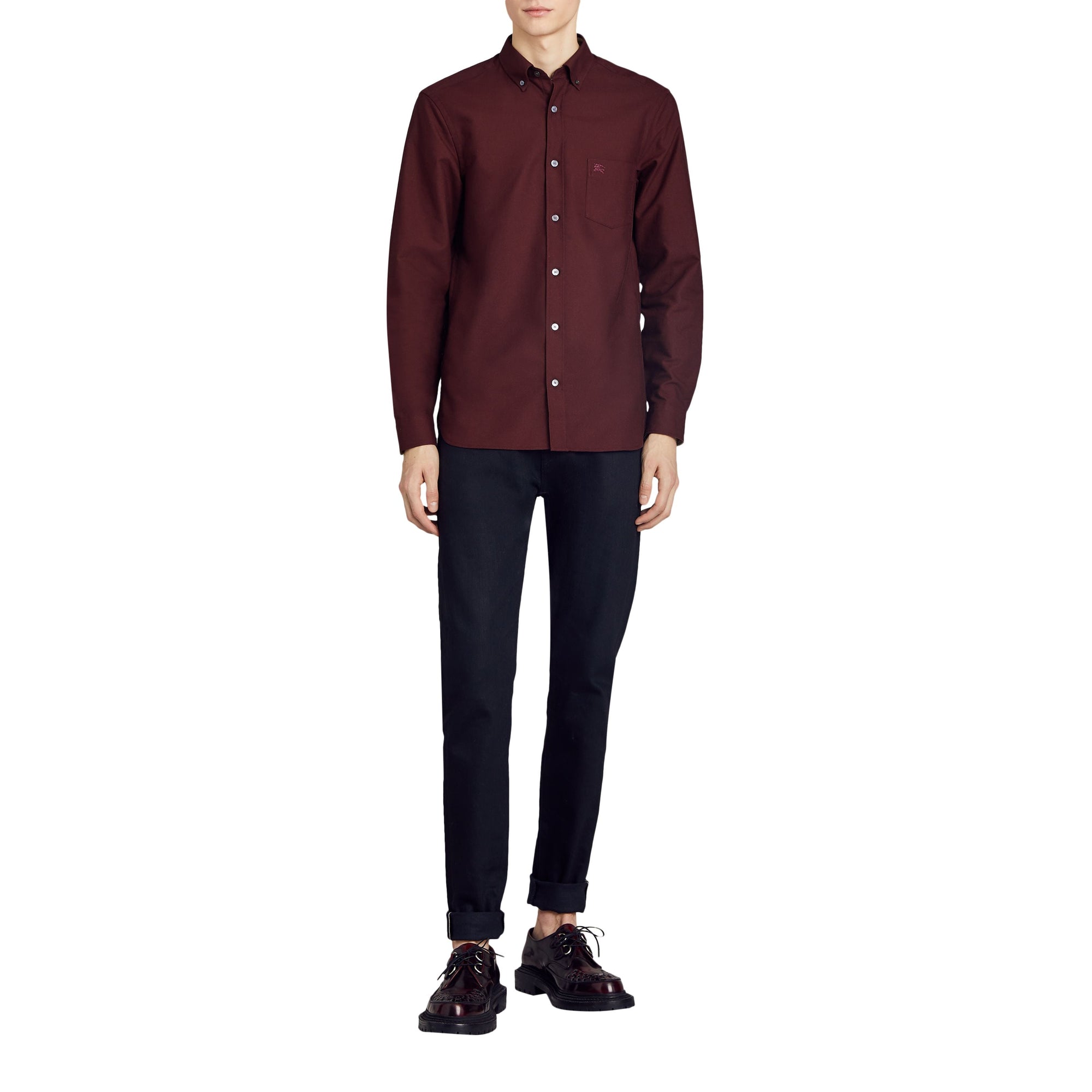 Chemise Oxford à motif check - Oxblood