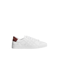 Sneakers en cuir à motif check perforé - Optic White