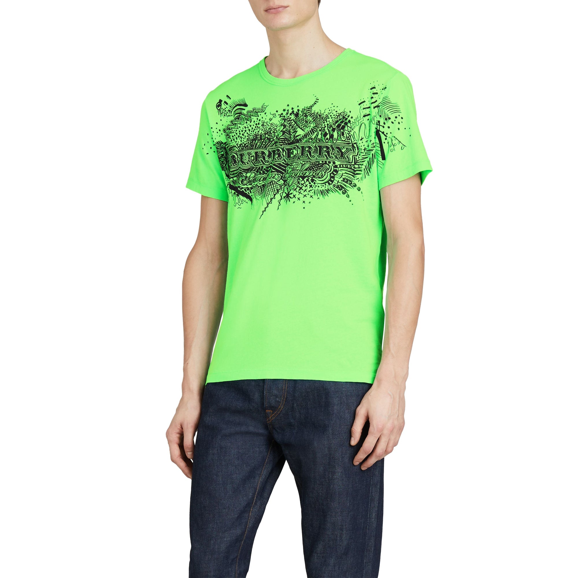 T-shirt en coton à imprimé Doodle - Bright Apple Green