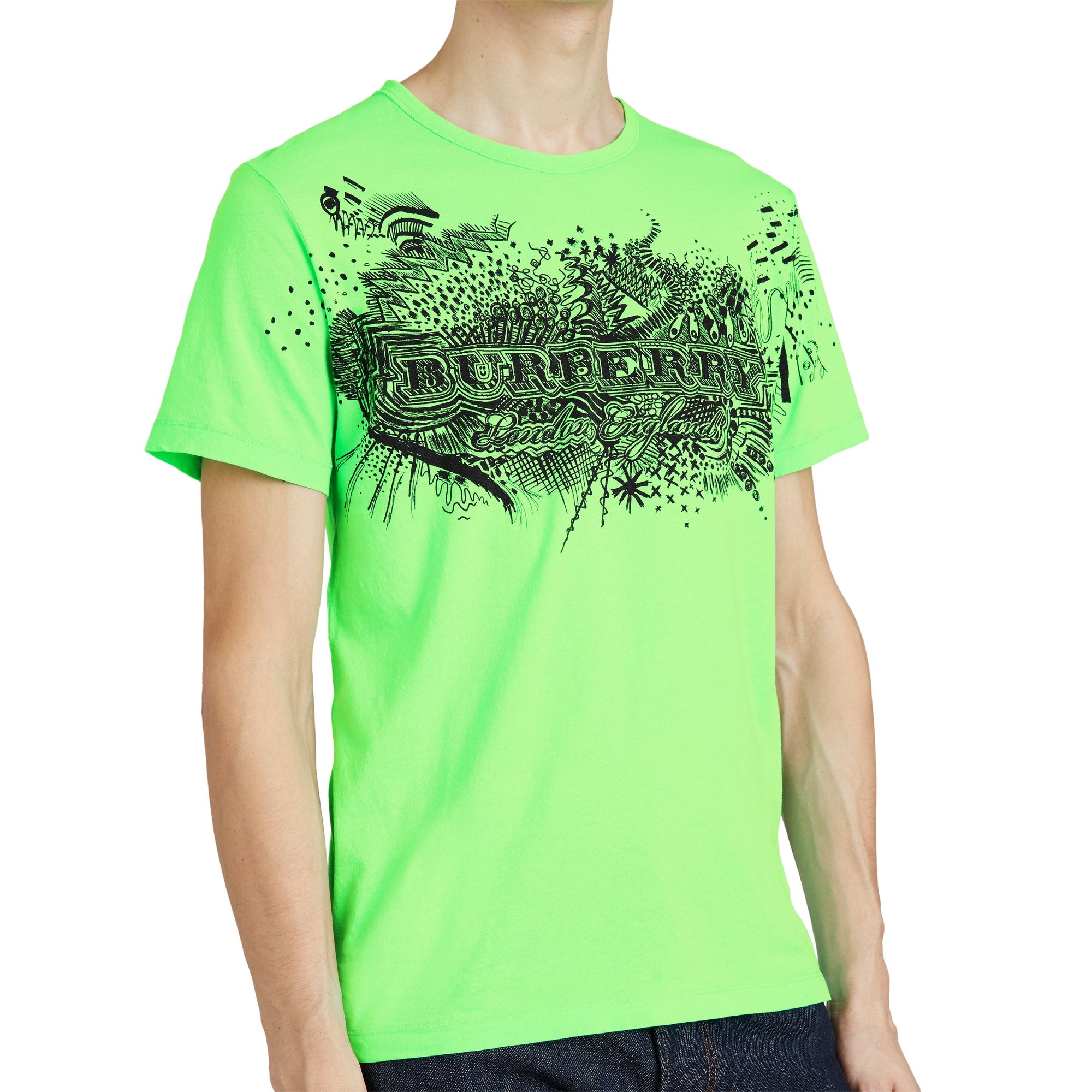 T-shirt en coton à imprimé Doodle - Bright Apple Green