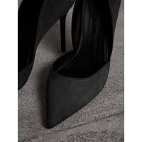 Escarpins en cuir velours à découpes - Black