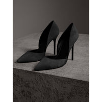 Escarpins en cuir velours à découpes - Black
