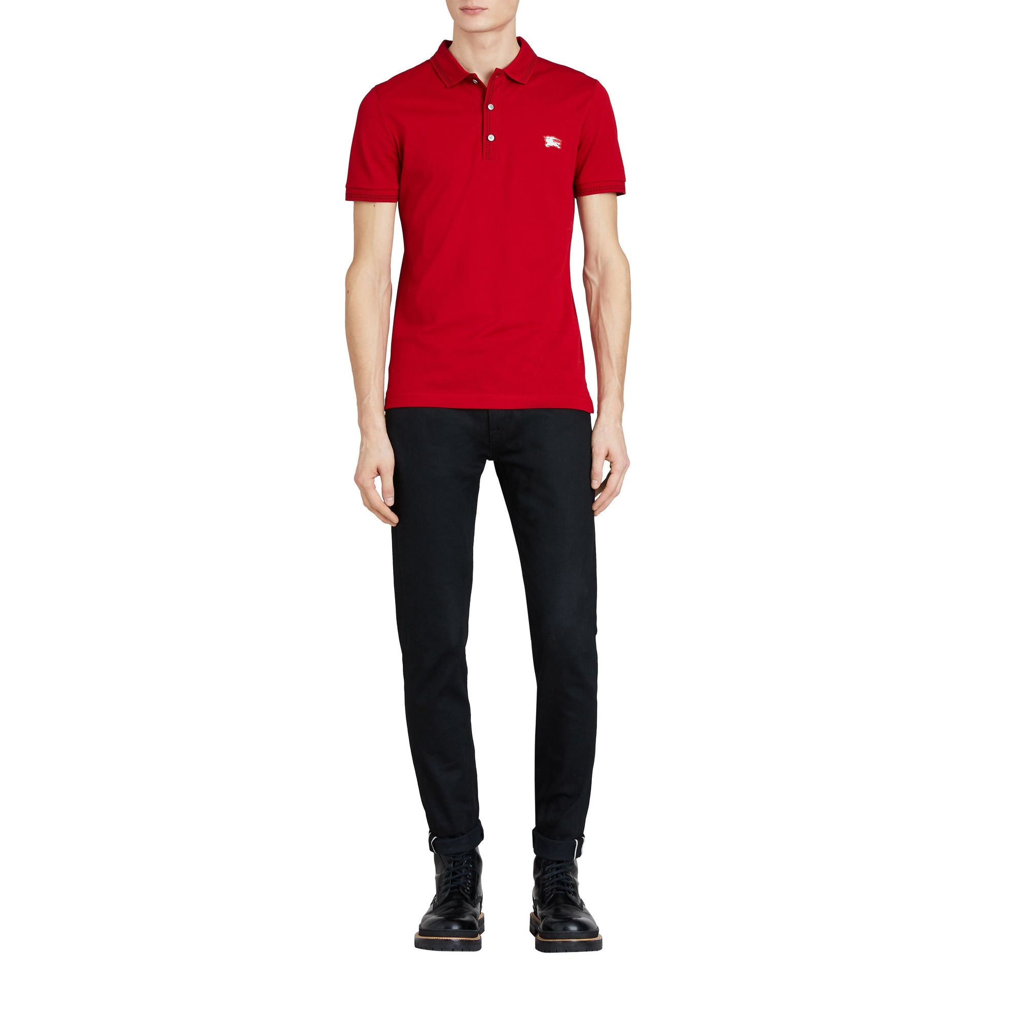 Polo à manches courtes et broderie cavalier - Military Red