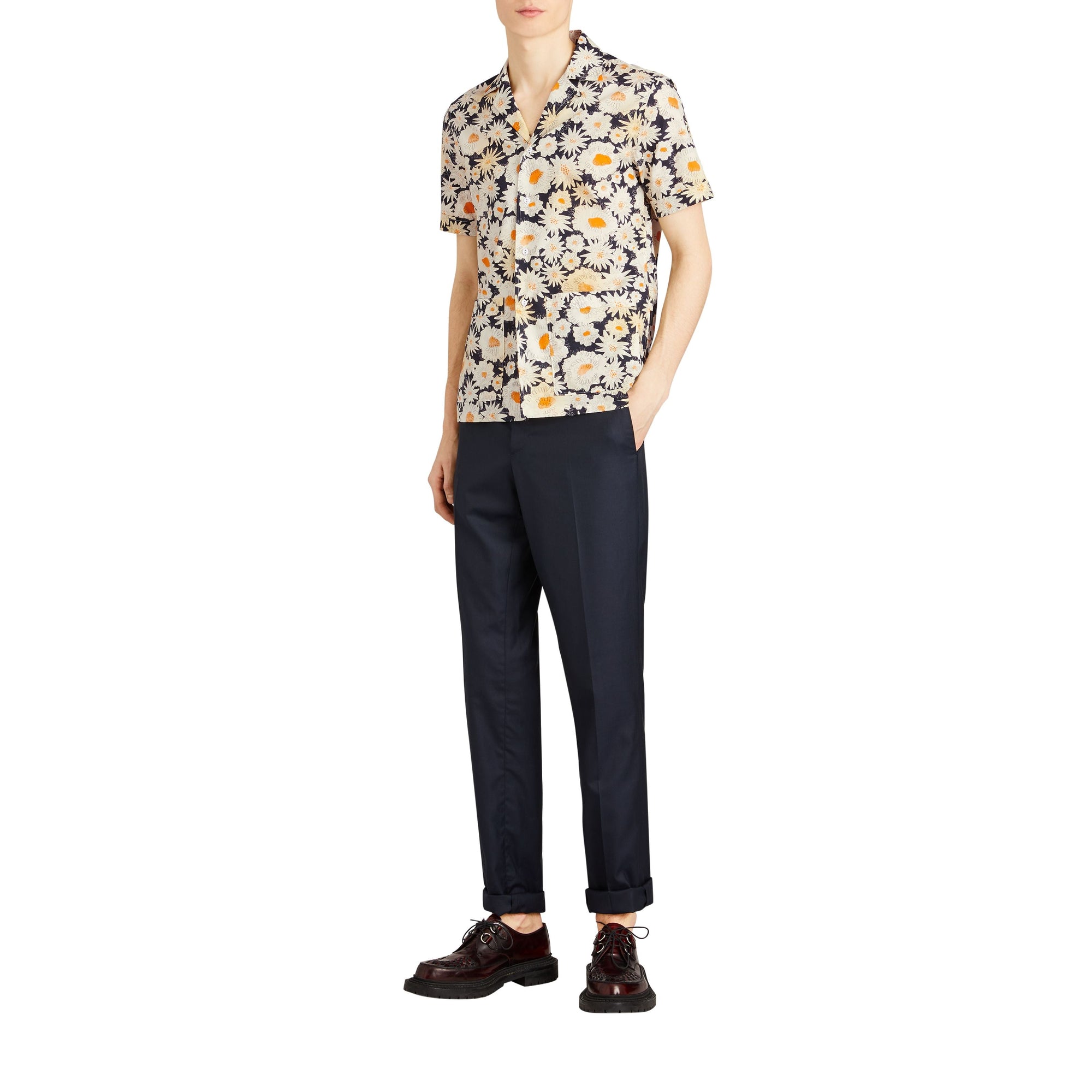 Chemise cargo imprimé marguerite - Black