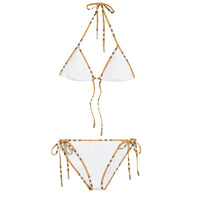 Bikini triangle à bordure Vintage check - White