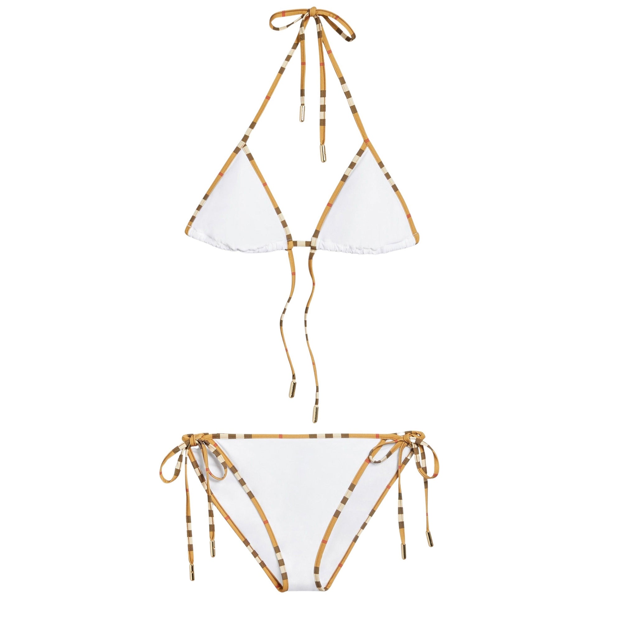 Bikini triangle à bordure Vintage check - White