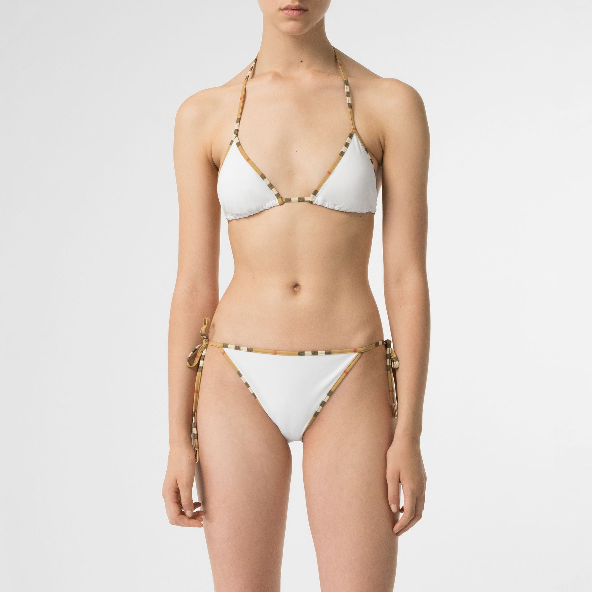 Bikini triangle à bordure Vintage check - White