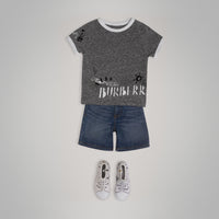 T-shirt à manches raglan en coton mélangé - Dark Grey Melange