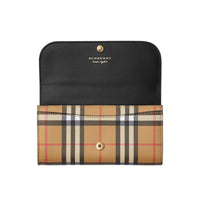 Portefeuille continental en cuir et à motif Vintage Check - Black