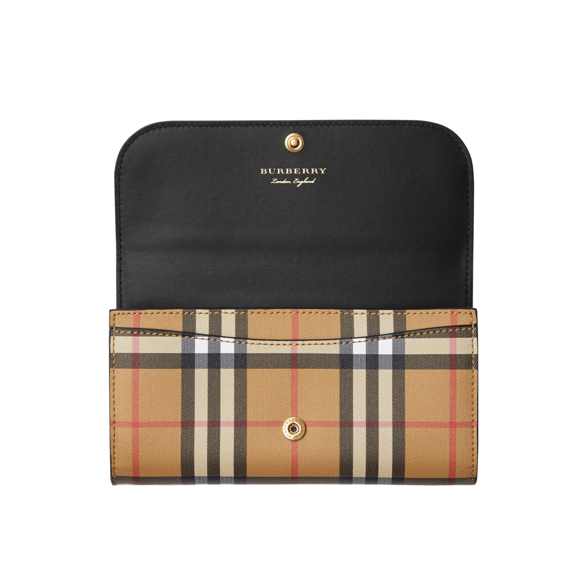 Portefeuille continental en cuir et à motif Vintage Check - Black