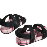 Sandales en coton à motif check - Bright Rose