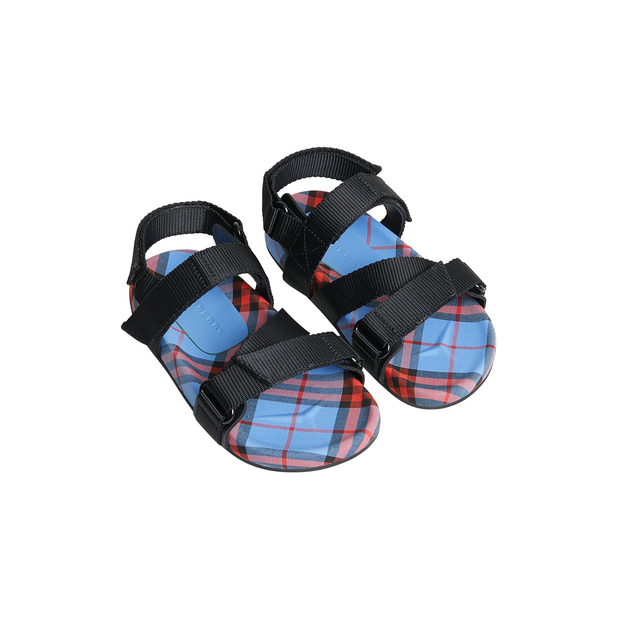 Sandales en coton à motif check - Cornflower Blue