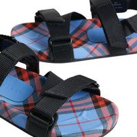 Sandales en coton à motif check - Cornflower Blue